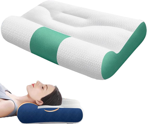 Ergonomic Pillow Neck Pain, Sleep Enhancing Cervical Support Comfort, Ergonomic Cervical Memory Foam and Support Pillow for Side Back Sleeping (Army Green)