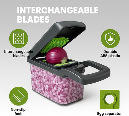 14-in-1 Vegetable Chopper, Mandoline Slicer and Food Processor - Kitchen Essentials for Effortless Food Prep - Includes Salad Spinner, Cheese Grater, Onion Chopper, French Fry Cutter, and More
