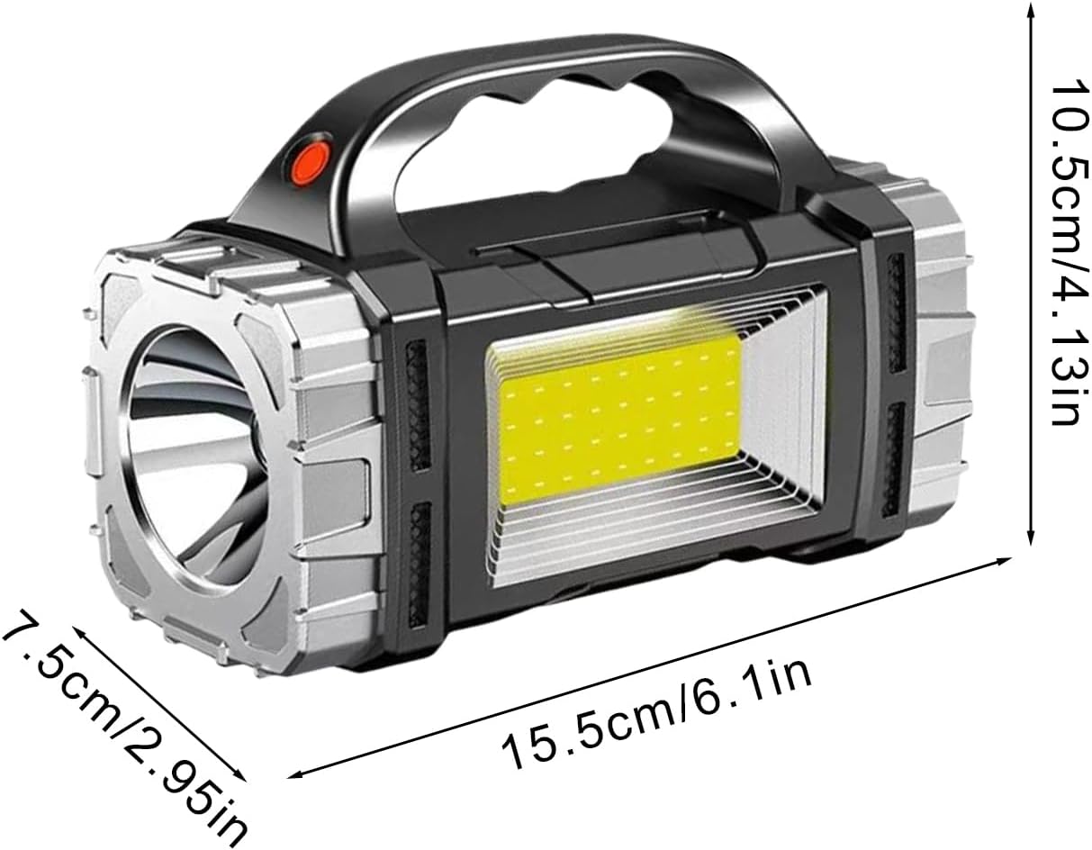 Generico Solar Flashlight, USB Rechargeable Waterproof Torch, Emergencies Power Bank, Rugged Outdoor Gear, Solar-Powered LEDs Light for Hiking, Camping, Survival, Travel, Work Situations