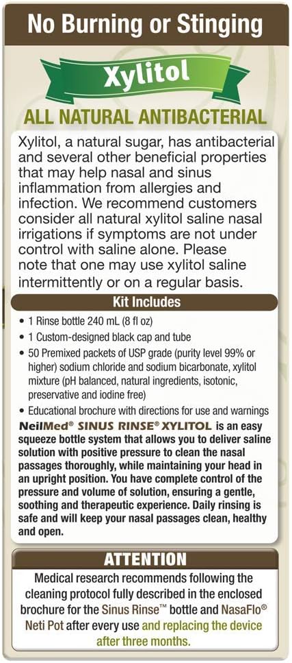 NeilMed Sinus Rinse Kit with Xylitol, 50 Count (Pack of 1)
