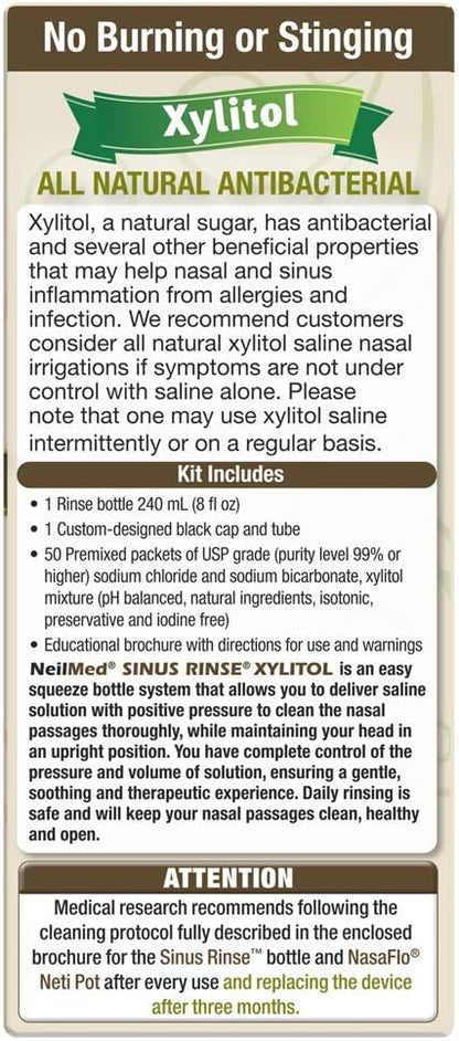 NeilMed Sinus Rinse Kit with Xylitol, 50 Count (Pack of 1)
