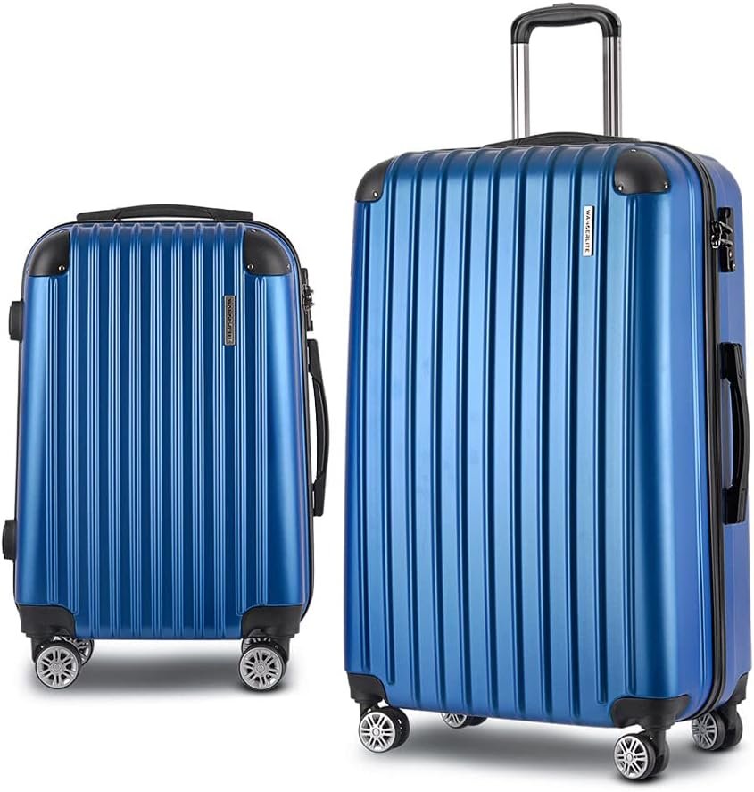 Wanderlite 2-Piece Hardside Luggage Set (20" & 28"), Blue ABS Spinner Suitcases with TSA Lock, 140L Total Capacity