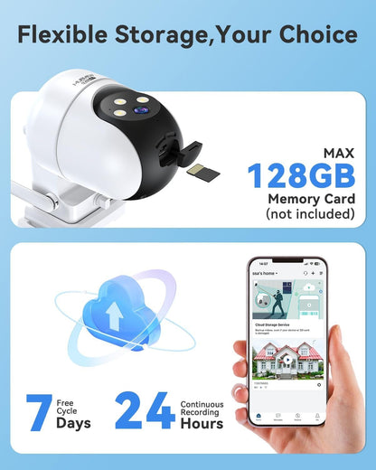 MUBVIEW 360Â° Camera Surveillance Exterieur, Wired Outdoor Security Camera,5G/2.4G WiFi Home Security Cam with AI Detection, IP66 Surveillance Cameras Outdoor,2K Night Vision, Local & Cloud Storage