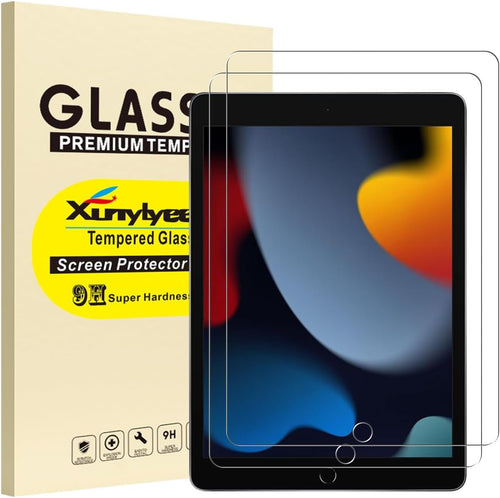 XunyLyee 2 Pack, Tempered Glass Screen Protector for iPad 9th/ 8th/ 7th Generation (10.2 Inch, 2021/2020/2019 Released) Easy Installation Bubble Free