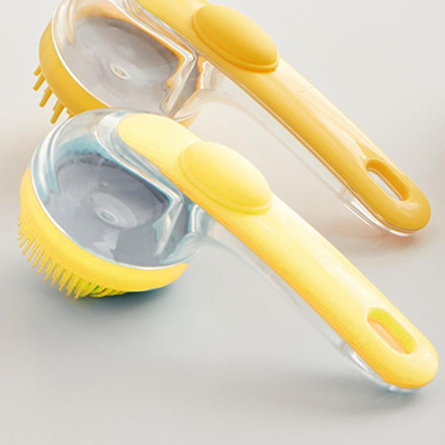 Dog Bath Brush - Soft Silicone Bristles Long Handle Puppy Bath Brush with Soap Dispenser,Multi-function Dog Shampoo Scrubber Pet Grooming Brush for Bathing
