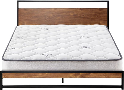 Oikiture Double Size Bed Frame with Mattress Set Metal Bed Base Double Bed Mattress
