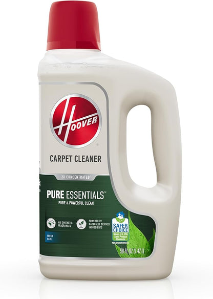 Hoover Pure Essentials Carpet Cleaner Solution, 50 oz., Fresh Rain Scent, Natural Plant Based Formula, Deep Cleaning Carpet Shampoo Solution, Pair Carpet Cleaner Machine