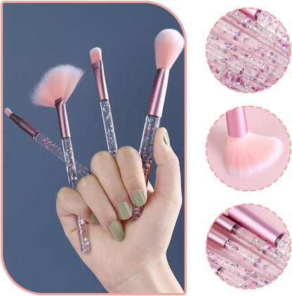 Zeayebsr 7 Pieces Make Up Brushes, Fan Makeup Brushes Premium Set, Professional Cosmetic Accessories with Cosmetic Bag, for Foundation Concealers Eyeshadows and Eyebrows, Gift Ideas