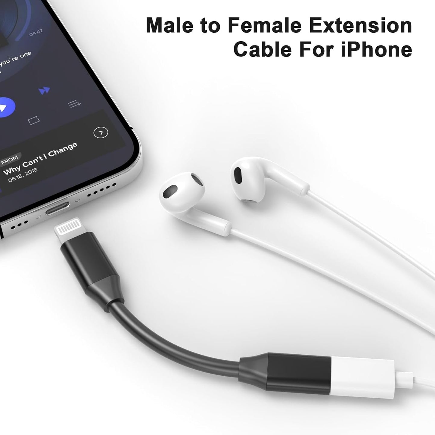 iPhone Charging Extension Adapter Cable Cord 10cm,Lightning Male to Lightning Female Charger Adapter,[MFi Certified] Connector Converter Dongle Compatible with iPhone 14 13 12 11 XS XR X 8 7 6 5