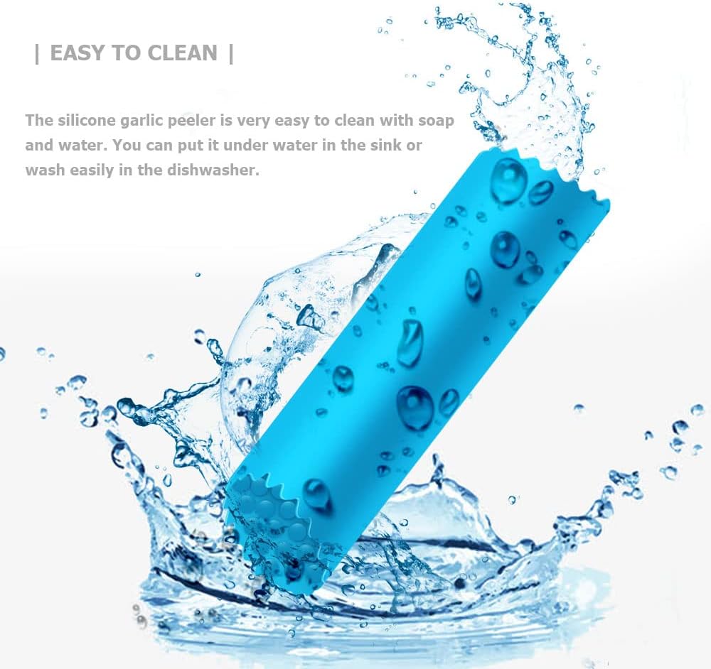 Silicone Garlic Peeler Roller Tube - Skin Remover Tool for Kitchen (Blue)