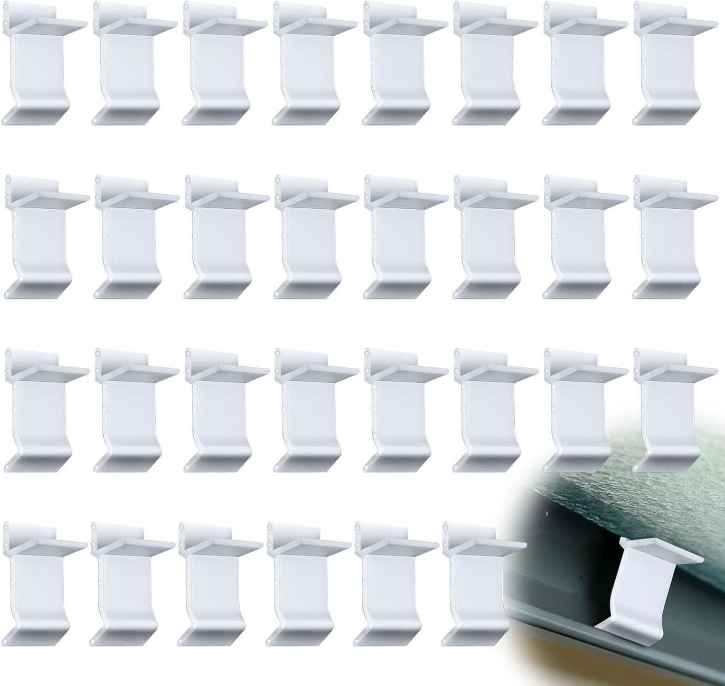 Wenfan 30 Pcs Table Rim Clips 1.26x0.79 Nylon Patio Table Clips for Glass and Acrylic Table Tops White Patio Furniture Clips - Help Support Tabletops in Rim