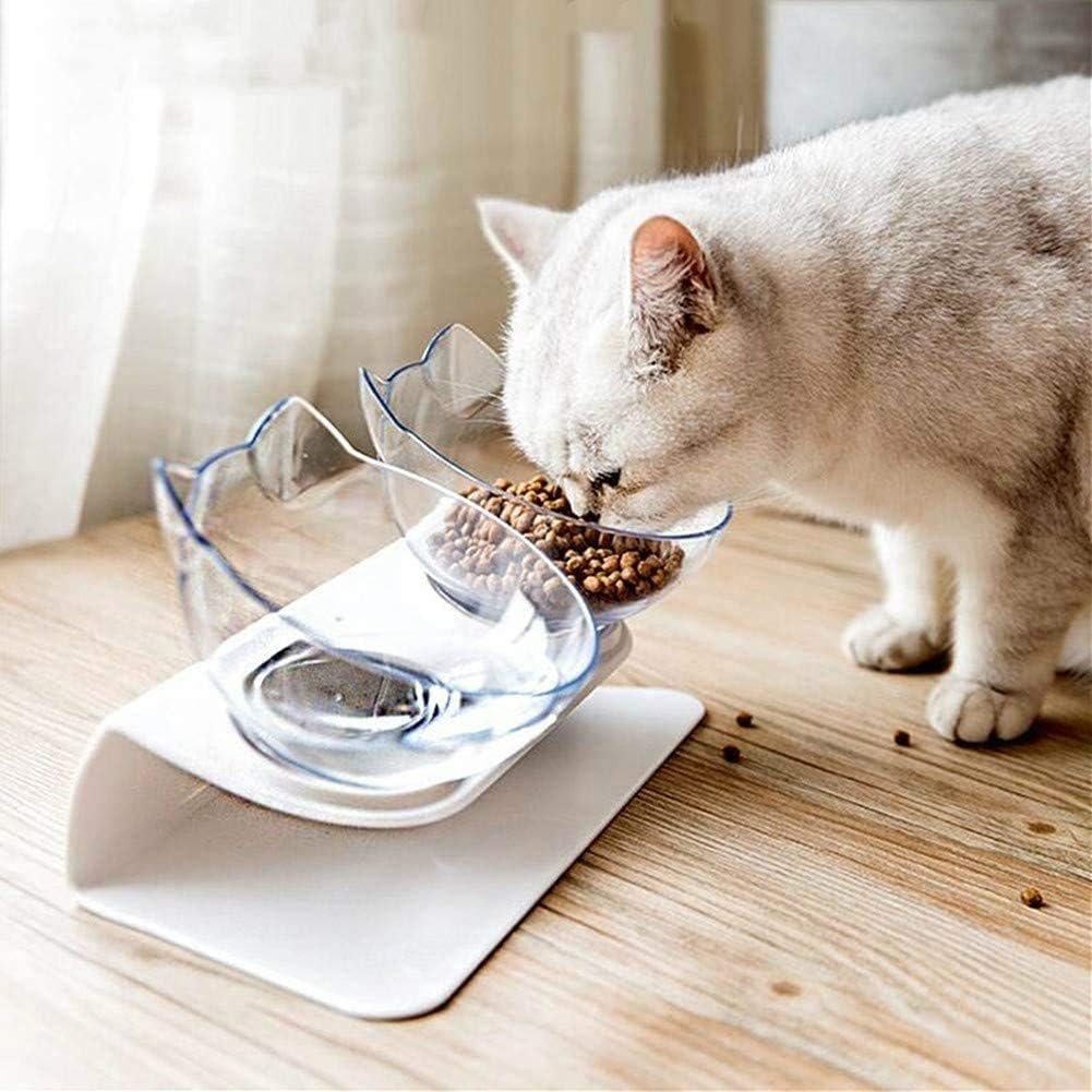 Ciotola per gatti con supporto inclinabile a 15° per gatti interni proteggere animali domestici Vertebra cervicale staccabile
