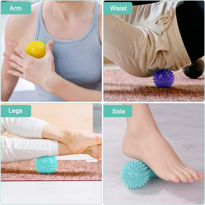 URAQT Spiky Massage Ball, 3 Pack Hard Spiky Massage Ball Roller Set, Professional Physical Therapy Massage Balls for Myofascial Release, Trigger Point Deep Tissue Massage, Plantar Fasciitis Recovery