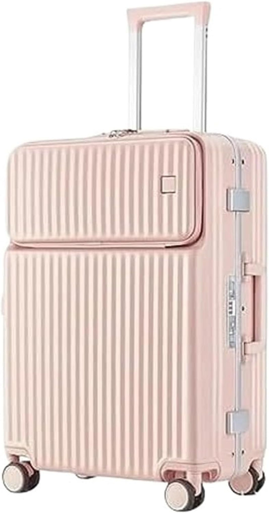Luggage Suitcases for Travelling Luggage Resistant Hard Luggage Aluminum Frame Carry On Luggage Security Lock Suitcase Spinner Wheels Luggage (Color : Pink, Size : 24in)