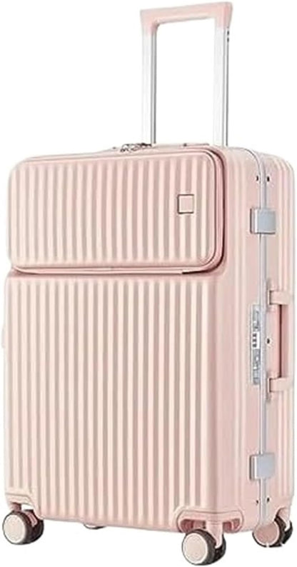 Suitcase Luggage Resistant Hard Luggage Aluminum Frame Carry On Luggage Security Lock Suitcase Carry-on Suitcase (Color : Pink, Size : 28in)
