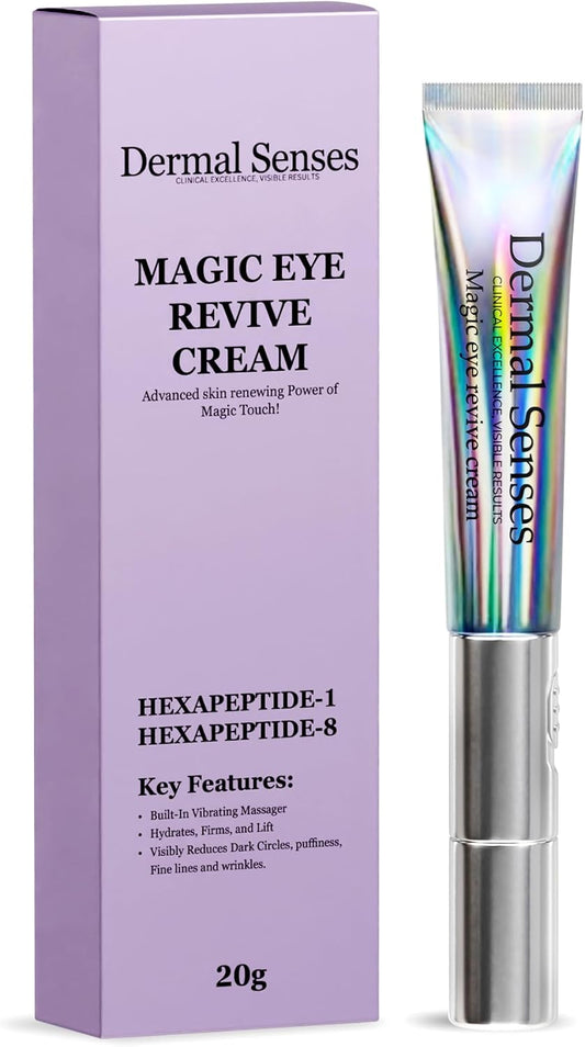 Magic Eye Revive Cream | Advanced Anti-Aging Treatment with Built In Viberating Massager | Hyderating, Firming & Brightening Formula | Anti Wrinkle, Fine Lines & Dark Circles, Puffiness & Under Eye Bags | Peptide Infused with Herbal Extracts