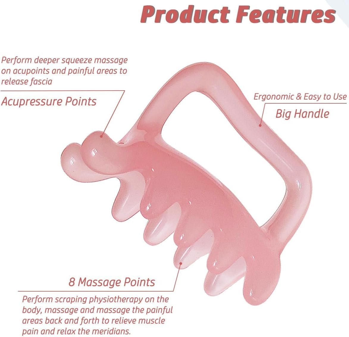 BIG SIZE Fascia Cellulite Massage Tool, Trigger Points Myofascial Release Tool for Neck, Shoulder, Back, Resin Body Massager Tension Relief Back (Pink)