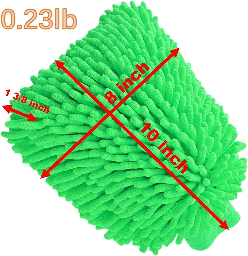QUALIALL, Green Chenille Microfiber Dusting Mitt, 10.5x8 Inch, Electrostatic, Reusable, Scratch-Free, No-Dust Fly Duster for Sensitive Surfaces