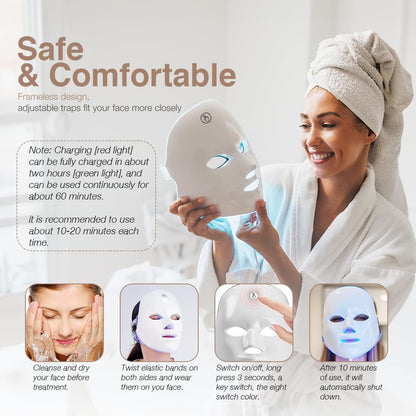 MARSOF LED Light Theraphy Facial Skin Care Mask Collagen Boost 7 Color Lights Skin Rejuvenating Beauty Device
