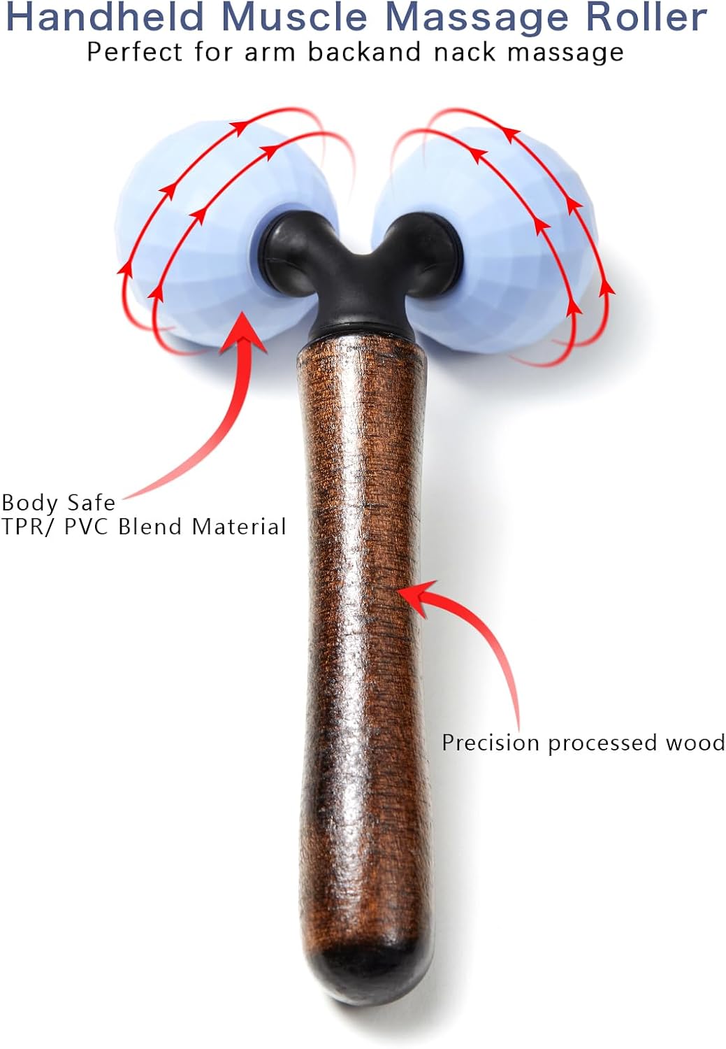 Lyanxinlei Muscle Massage Roller - Body Massage Tools Myofascial Trigger Points Reduce Muscle Soreness Tightness Leg Cramps for Circulation, Stress, Arthritis and Hand Pain Relief & Recovery (Blue)