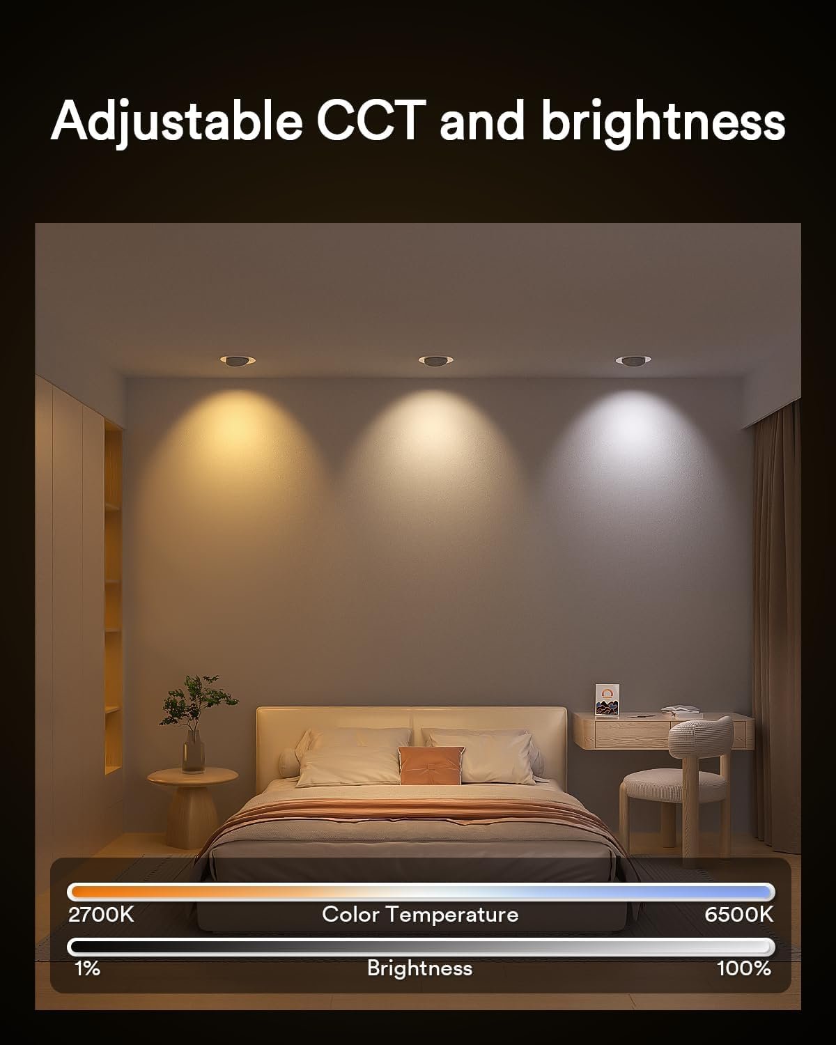 Lumary Smart Gimbal Recessed Lighting 4 Inch Pro, Dual-Controlled CCT Main & RGBAI Auxiliary WiFi LED Recessed Downlights, 270°+90° Adjustable Directional, Compatible with Alexa/Google, 4 Pack