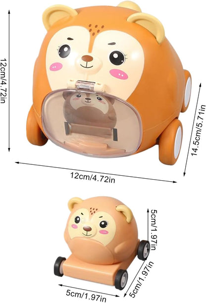 Generico Friction Powered Toys, Baby Animal Racing Car, 5.71 Inches Adorable Animal, Press and Go Toddler Vehicle for Sensory Play, Party Activities, 1-2 Years Old, Birthday Gift