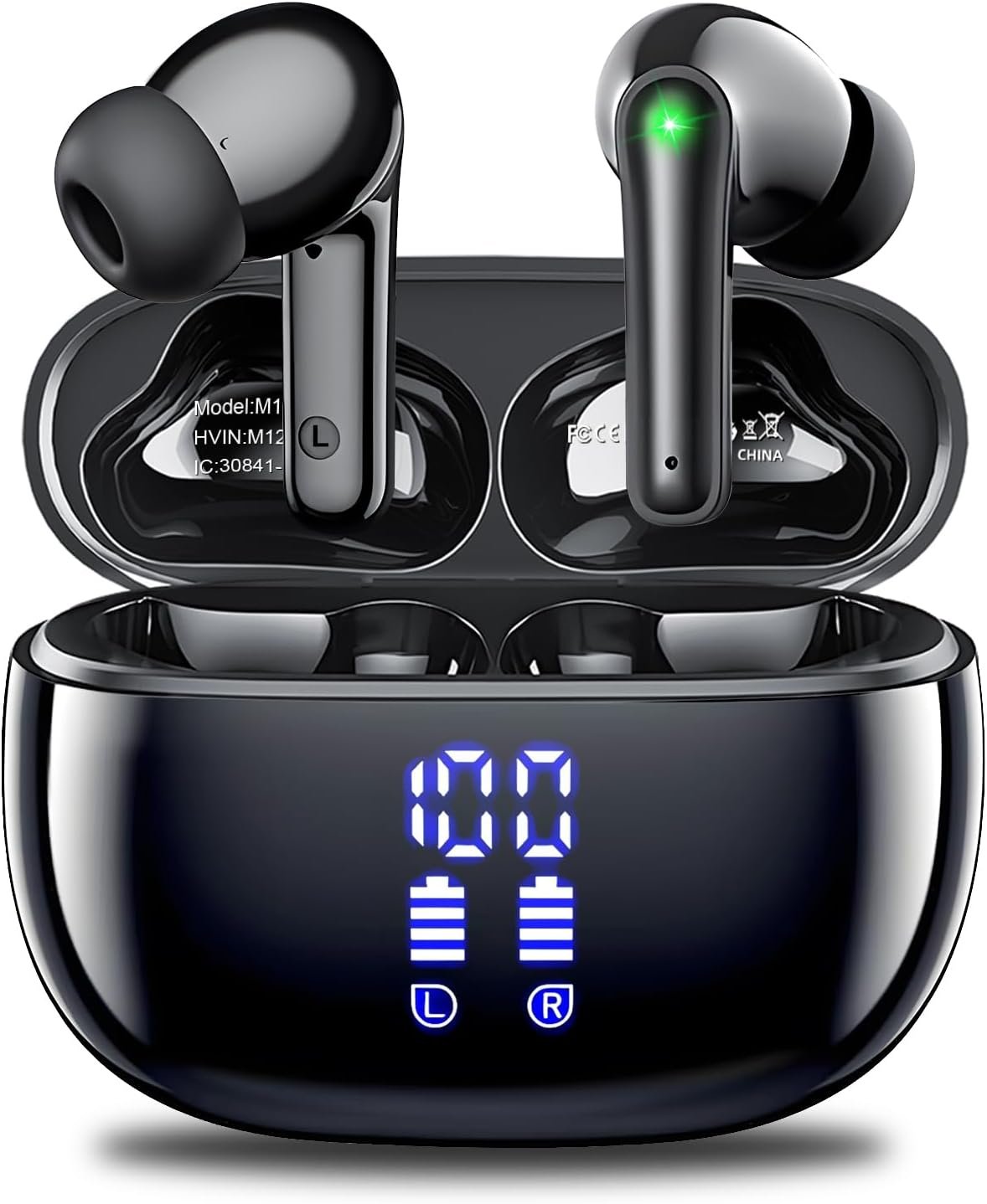 Wireless Earbuds, Bluetooth 5.3 Headphones with 48H Playtime Deep Bass Stereo LED Power Display Charging Case, IPX5 Waterproof Earphones with Mic for Sports, Workout COTOE