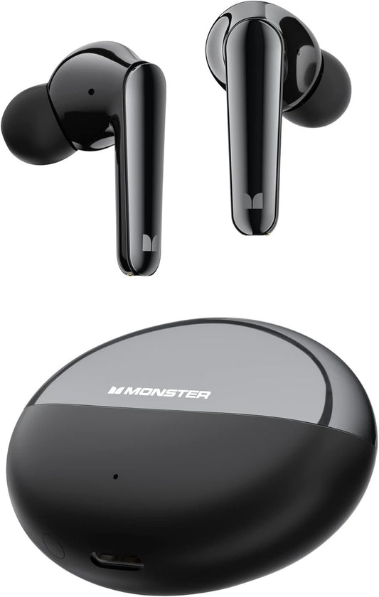 Monster N-Lite 203 AirLinks Wireless Earbuds, Bluetooth 5.3 Headphones with HiFi Stereo, Crystal Clear Call, 30H Playback, Type-C Charging, Touch Control, IPX6 Waterproof in-Ear Earbuds Earphones