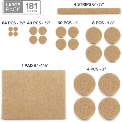 X-PROTECTOR Felt Furniture Pads 181 Pack - Premium Felt Pads Furniture Feet Your Best Wood Floor Protectors - Protect Your Hardwood Flooring