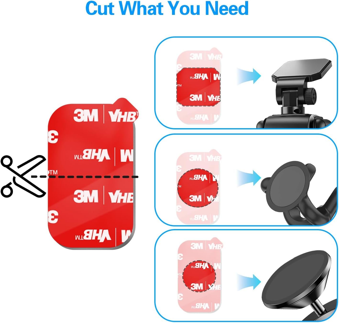 3M Sticky Adhesive Replacement for Magnetic Dashboard Car Mount Holder Base, volport 5 Pack Rectangle Heat Resistance Double Side Tape VHB Sticker Pads for Dash Magnet Phone Mounts & Ring Grip Socket