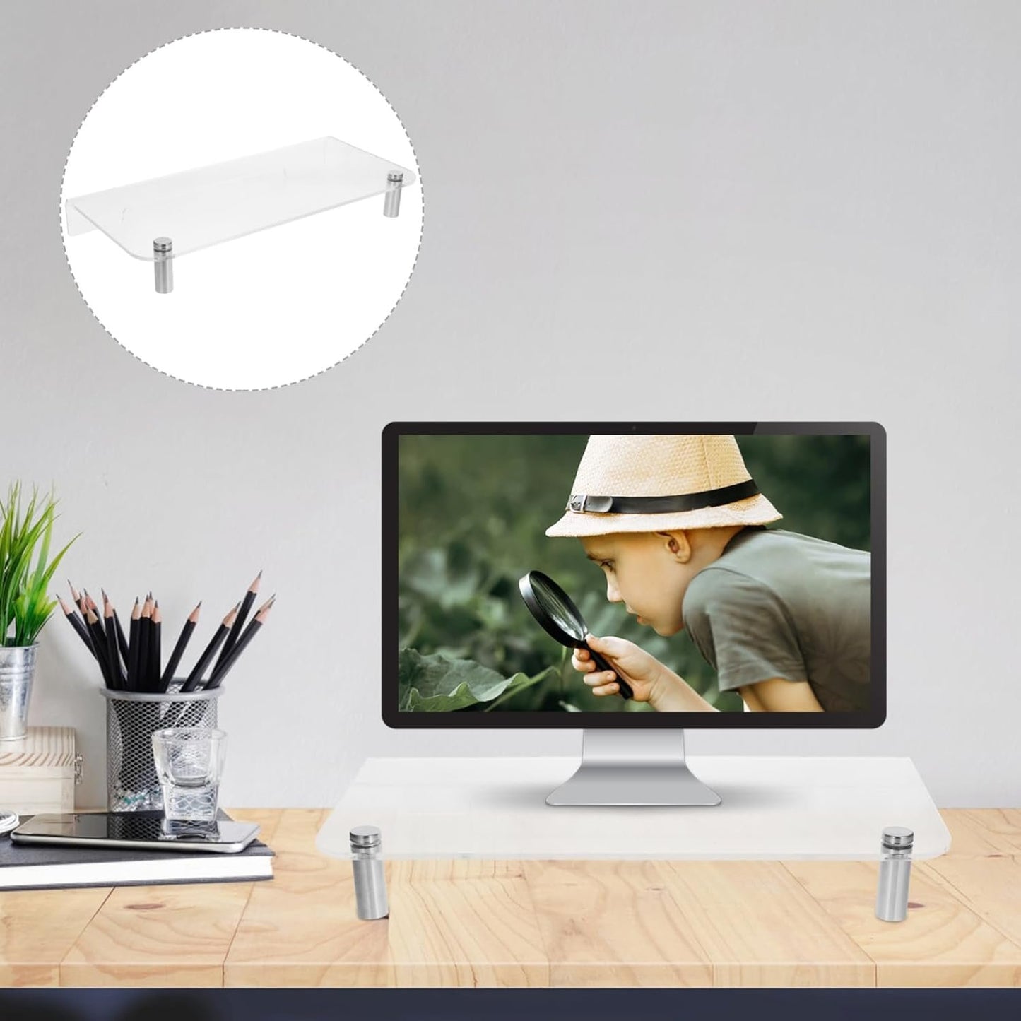 CIYODO Monitor Riser Stand with Feet Desktop Laptop Holder for Efficient Workspace Organization Durable and Elegant Design