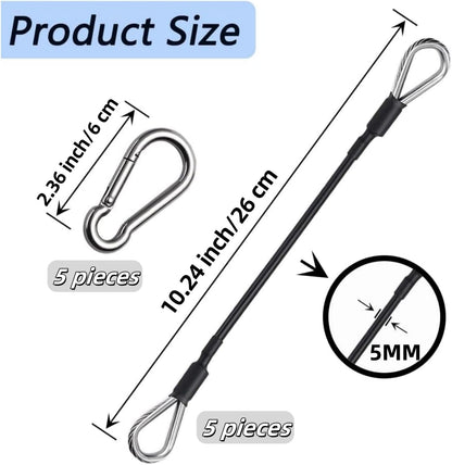 Liyquint 10" Gym Extension Cable，Fitness Extension with Rope Carabiner, Replacement Gym Cables Machine Extension for LAT Pull Down, Tricep Extensions, and Leg Workouts Home Gym Machine Accessories