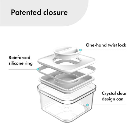 Neoflam Smart Seal 8pc Patent Airtight Kitchen Pantry Canister/Organizer Clear Plastic Container & Simple Twist Lids, 100% Leak Proof, Dishwasher Safe, BPA Free, Cereal, Dry Food Storage Set, White