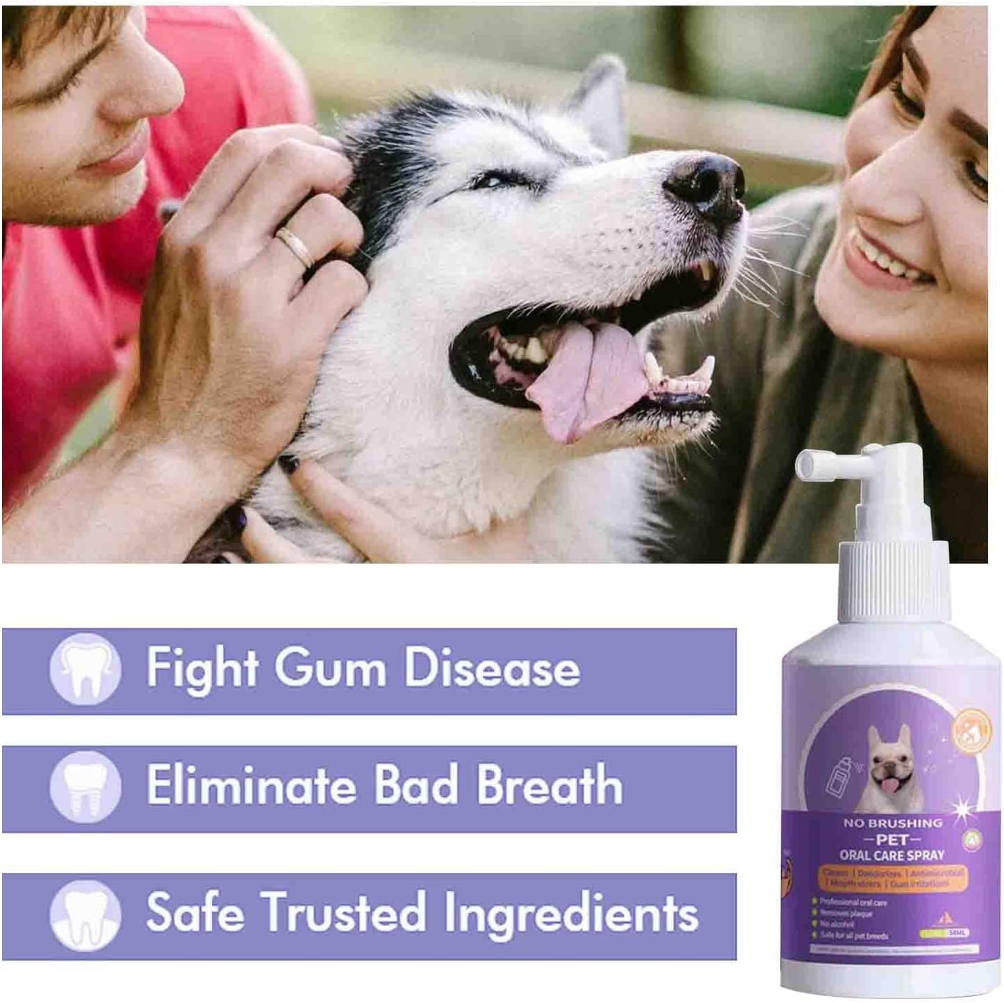 Oral Spray for Dogs, Pet Dental Care without Brushing for Dogs and Cats, Toothpaste Spray for Dogs and Cats for Cleaning Dog Teeth and Dog Breatheat, Pet Dental Spray, Fresh Breath Spray for Dog