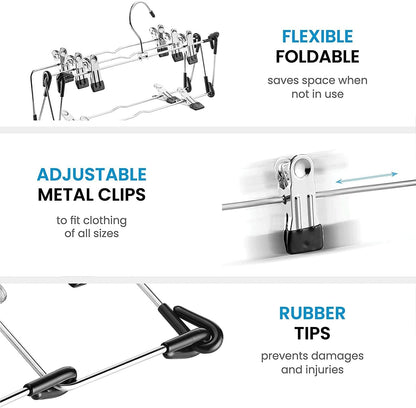 Zober 5-Tier Skirt Hangers with Clips - Metal, Non-Slip Space Saving Pants Hangers W/Adjustable Clips & Swivel Hooks - Skirt Hangers for Women (3-Pack)