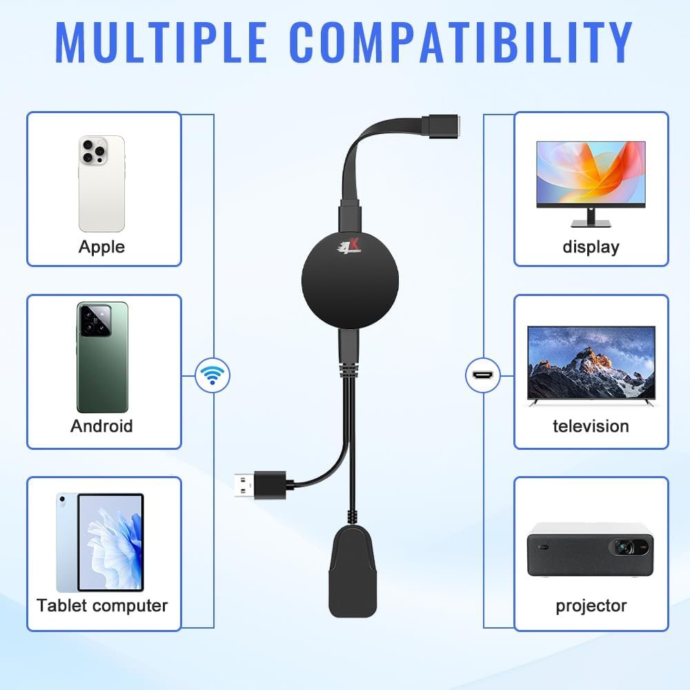 NAVESO Wireless HDMI Display Adapter, Chromecast Device for TV, 5G Miracast Dongle Wireless HDMI Display Adapter, WIFI Display Dongle Compatible with Android,I-OS,Windows,Mac,Airplay,DLNA,Projector