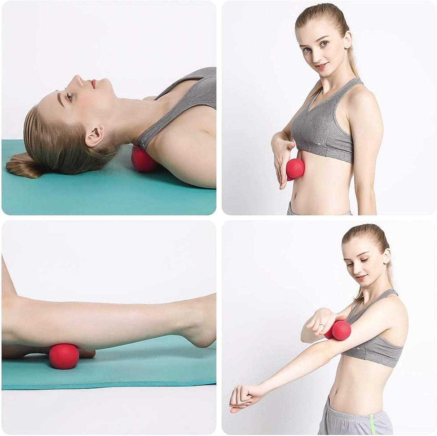 ProChosen 2 Pack Massage Lacrosse Balls for Sore Muscles, Shoulders, Neck, Back, Foot, Body, Deep Tissue, Trigger Point, Muscle Knots, Yoga and Myofascial Release (Blue Red)