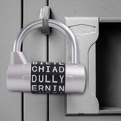 Word Lock, Locker Combination Padlock, Heavy Duty Password Lock, 2.52 x 2.48 x 1.18 Inches Ideal for Door, Chain, Luggage, Drawer, Cabinet Security, Compact Safety Tool