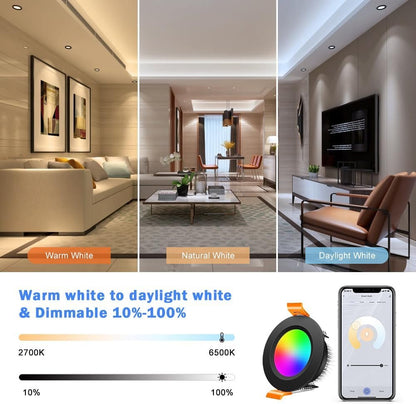 inShareplus 2 Inch Smart Recessed Lighting, 6 Pack WiFi Black LED Downlight 5W 120V, Dimmable RGBCW 2700-6500K Color Changing, Compatible with Alexa/Google, Ceiling Lights with LED Driver