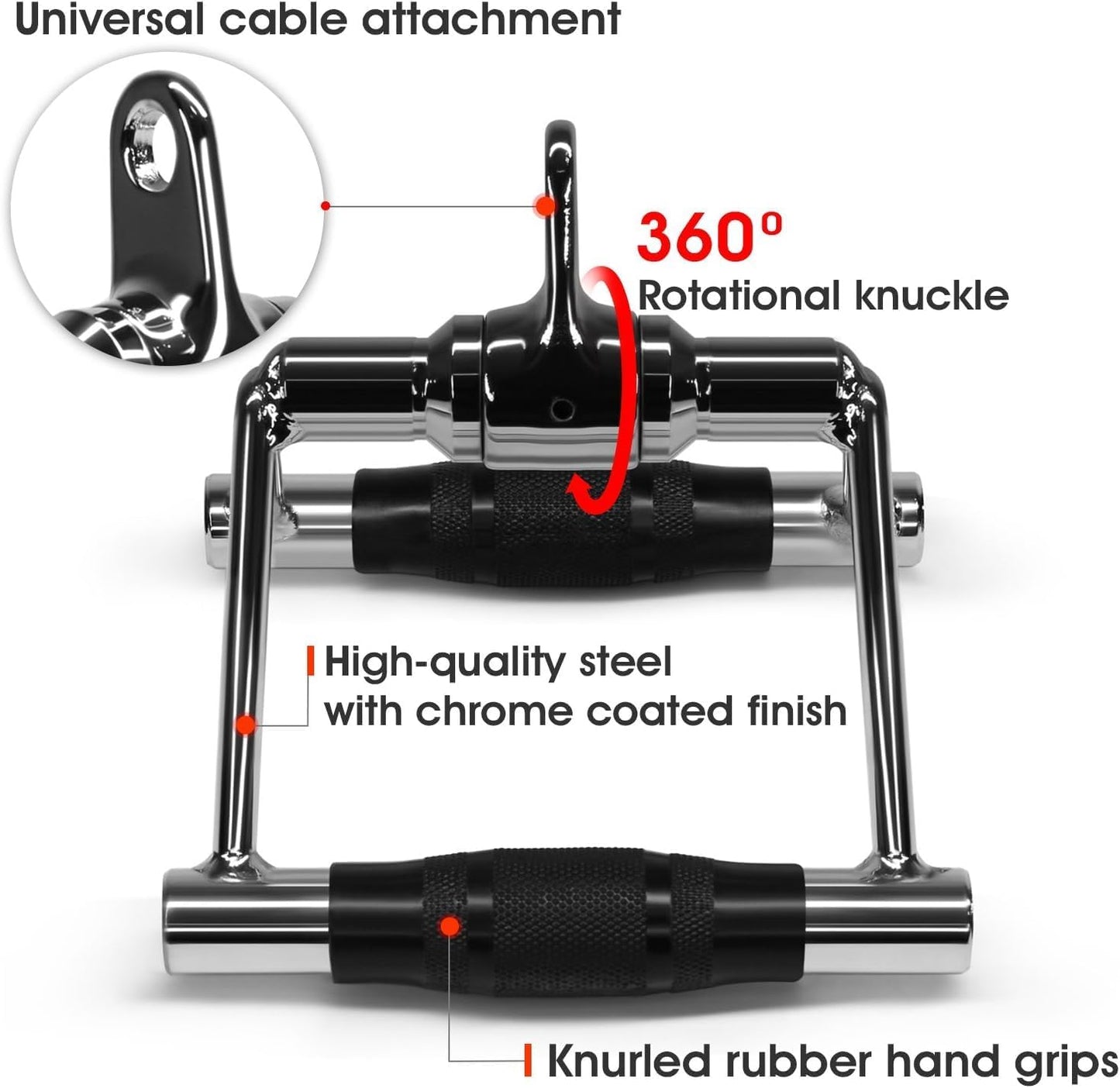 Yes4All Double D Row Handle Cable Attachment, Combo Tricep Pulldown Rope, Cable Machine Accessories for Home Gym