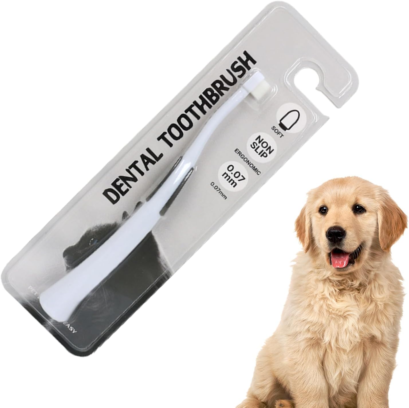 Dog Toothbrush, Kitten with Soft Bristles, Non-Slip Pets Oral Cares Brush, Teeth Cleaning Tool, Gentle Pet Grooming, Home Care and Hygiene for Dogs and Cats, 16,8 x 1,9 x 0,8 cm