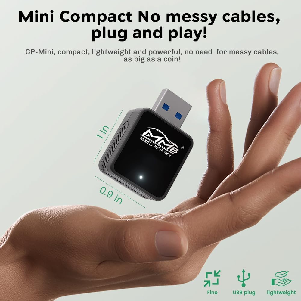 MMB WJCP-MINI CarPlay 2024 Wireless Upgrade Adapter CarPlay Adapter Dongle, Converts Factory Wired CarPlay to Plug and Wireless Gaming, with Car CarPlay and iOS 10+
