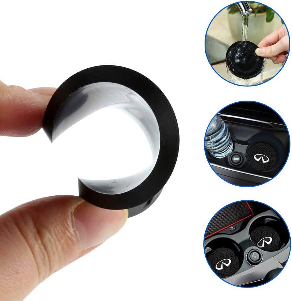Kacichi Car Interior Accessories for Infiniti Cup Holder Insert Coaster - Silicone Anti Slip Cup Mat for Infiniti QX50 Q50 Q70 Q70L Q60 QX30 QX60 QX80 (Set of 2, 2.75" Diameter)