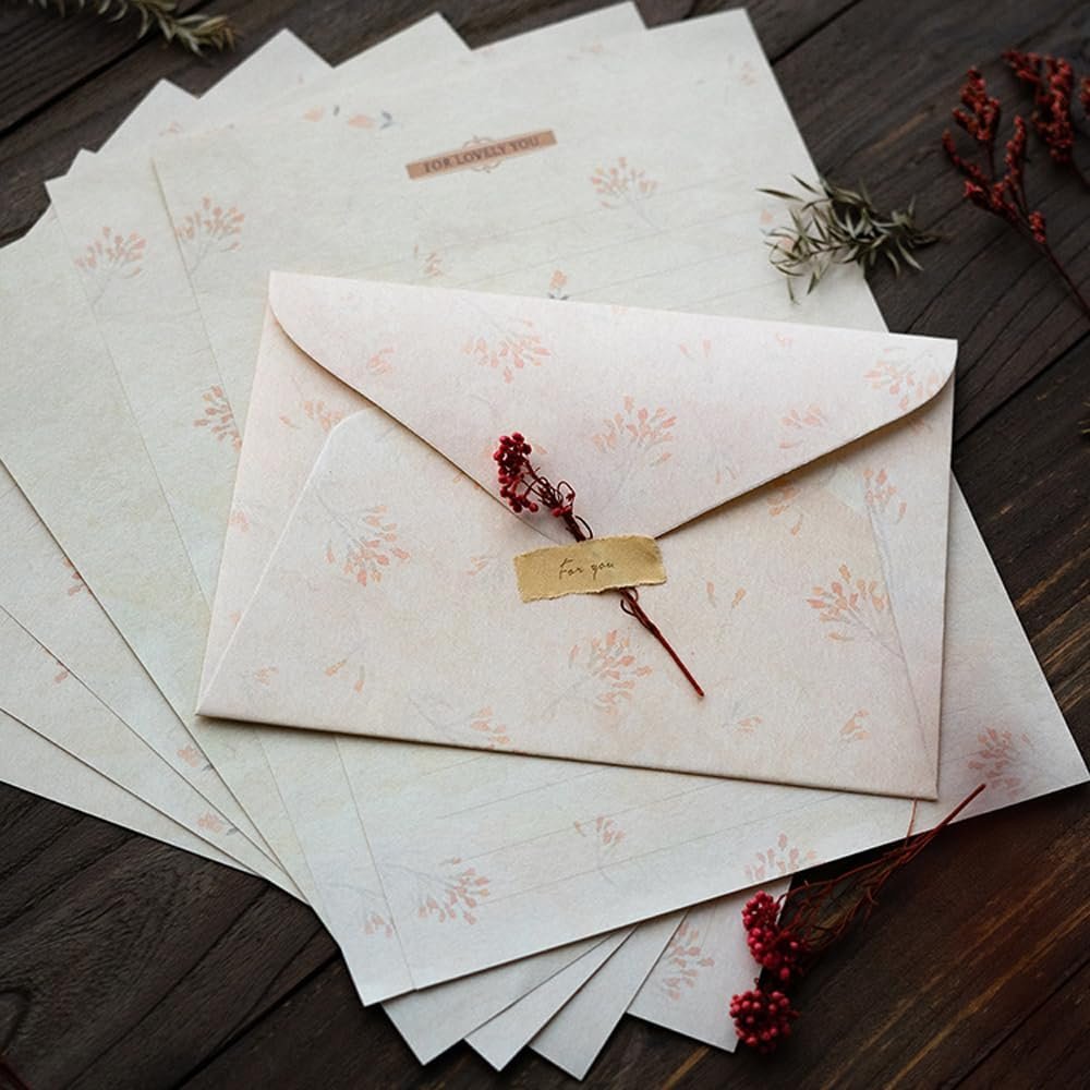 78 Pcs Stationary Writing Paper and Envelopes Set, 36 Sheet Floral Letter Paper 12 Pcs Matching Envelopes Fresh Flower Stationery Lined Writing Paper for Girls Office School Supplies 6 Styles
