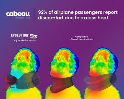 Cabeau Evolution S3 Travel Pillow - Straps to Airplane Seat - Ensures Your Head Won't Fall Forward - Relax with Plush Memory Foam - Quick-Dry Fabric Keeps You Cool and Dry (Jet Black).., Jet Black,