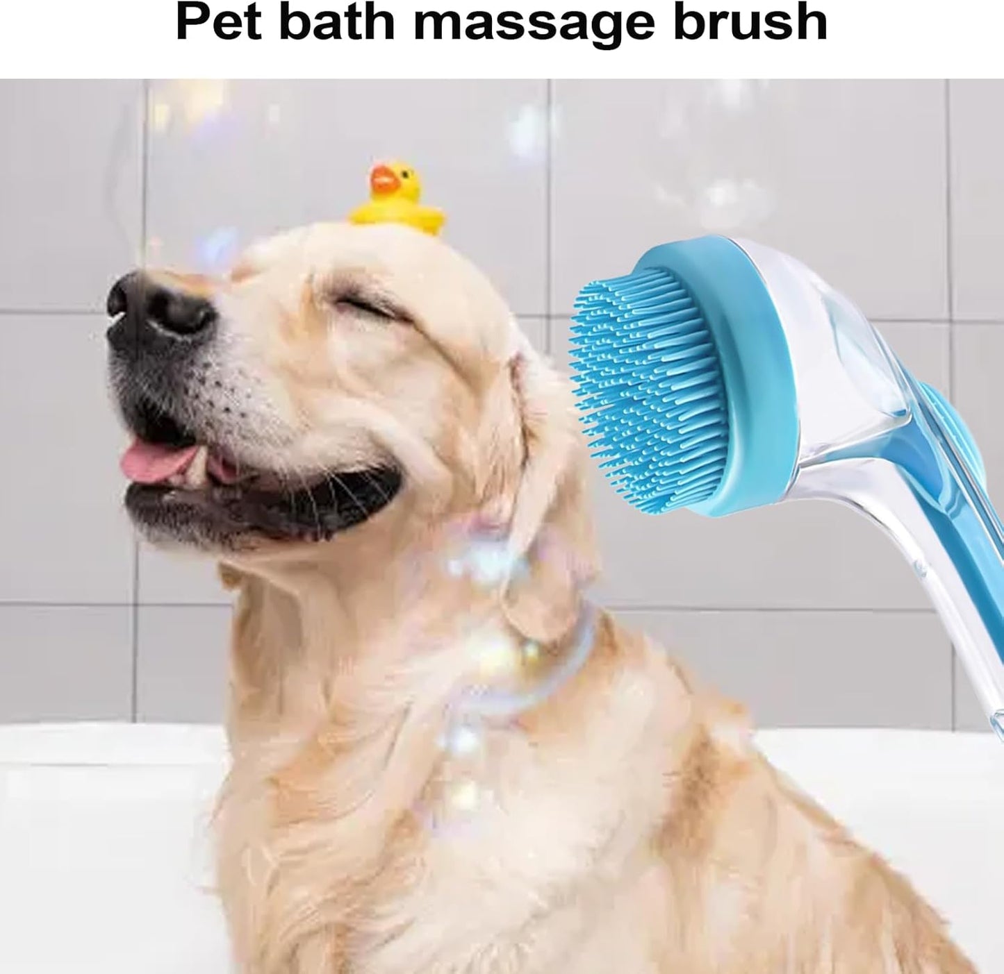 Reusable Dog Bath Brush, Short Hair Dogs Bath Scrubberr, Sturdy Silicone Soft Pet Grooming Accessories for Washing, Massaging, Showerhead and Teeth Cleaning