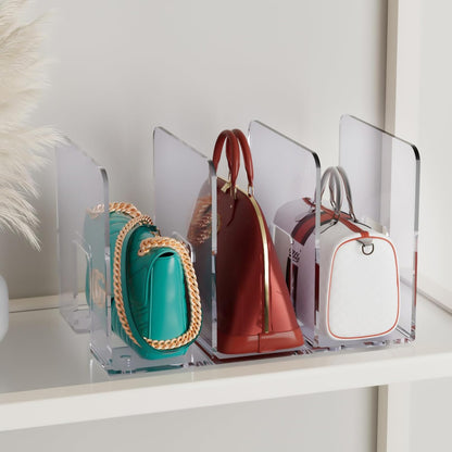 4PCS purse organizer for closet,handbag storage,book holder,bag organizer,acrylic desk file organizer,clutch divider,desk accessories workspace organizers