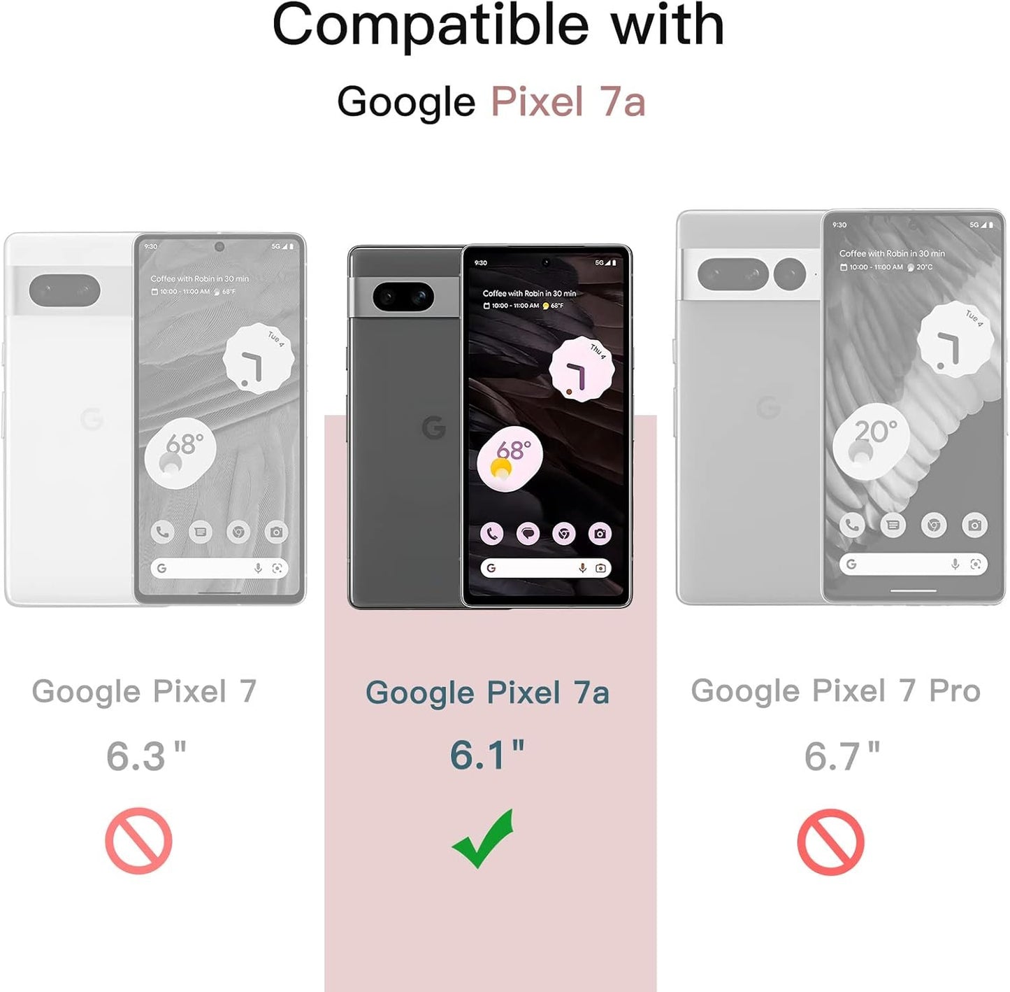 JETech Screen Protector for Google Pixel 7a 6.1-Inch, Fingerprint Compatible, Tempered Glass Film, HD Clear, 3-Pack