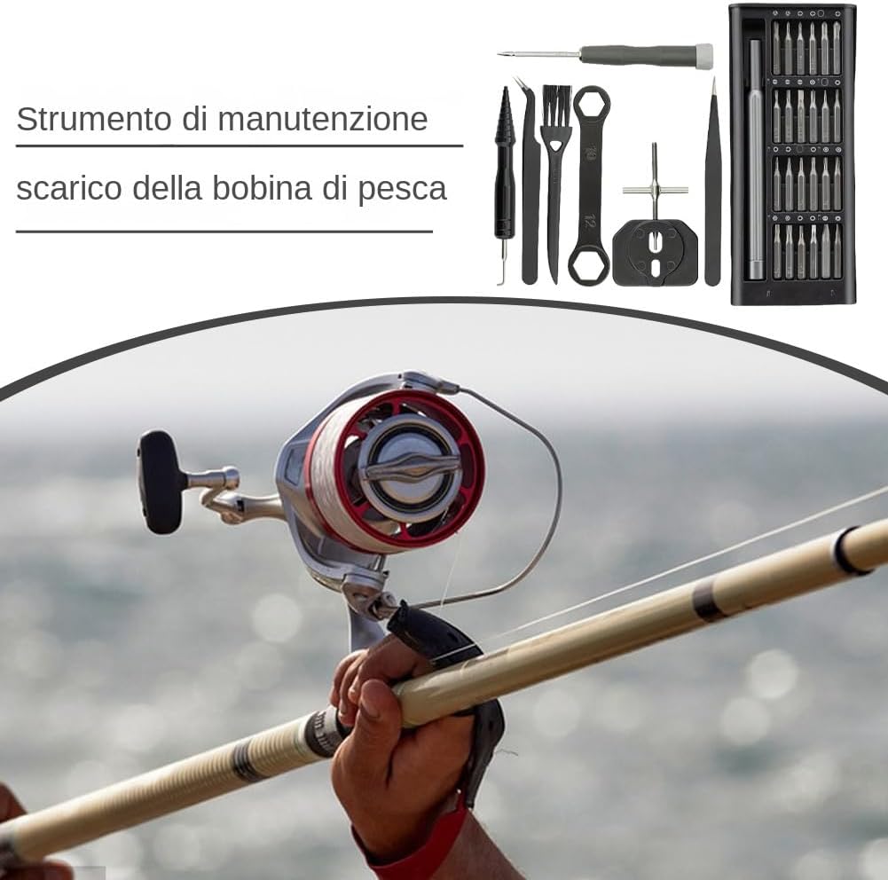 Huvqianu Fishing Reel Cleaning Kit, Portable Maintenance Tool Set, Multi Use Repair Wrench, Compact Organizer, Essential Gear Care, for Freshwater And Saltwater Reels