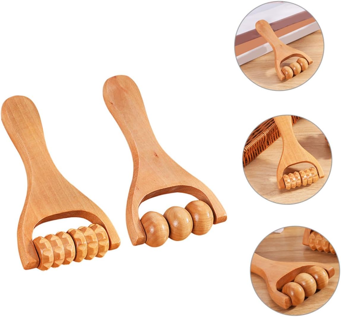 WRITWAA 1 Set Strumento A Rulli Massaggi Attrezzo Massaggiatore A Per Piedi Massaggiatore Cervicale Strumento Di Massaggio Manuale Strumenti Di Massaggio Corporeo Di Legno 2 Pezzi